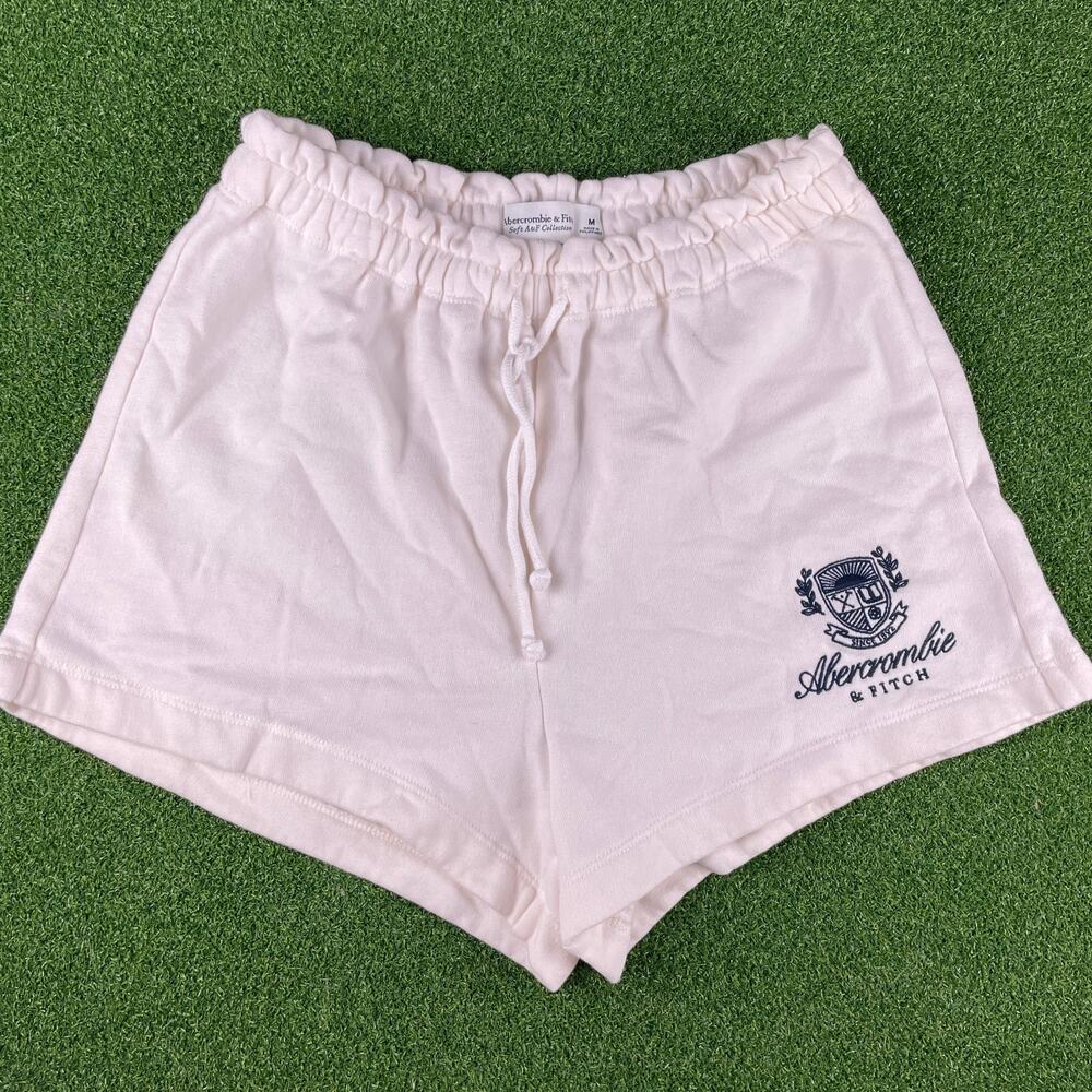 Abercrombie & Fitch Ivory Sporty Embroidered Sweat Shorts Sz M